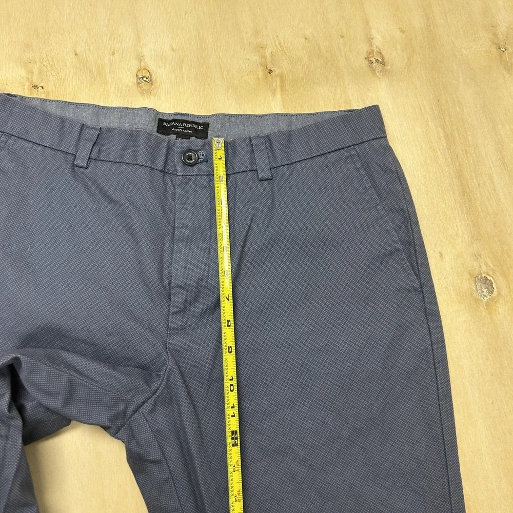 Banana Republic Aiden Chino Pants Mens 35x30 Blue Geometric Regular Fit
